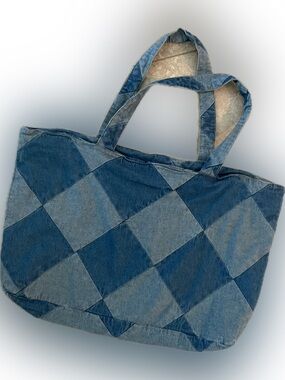 Denim Patchwork Tote Bag